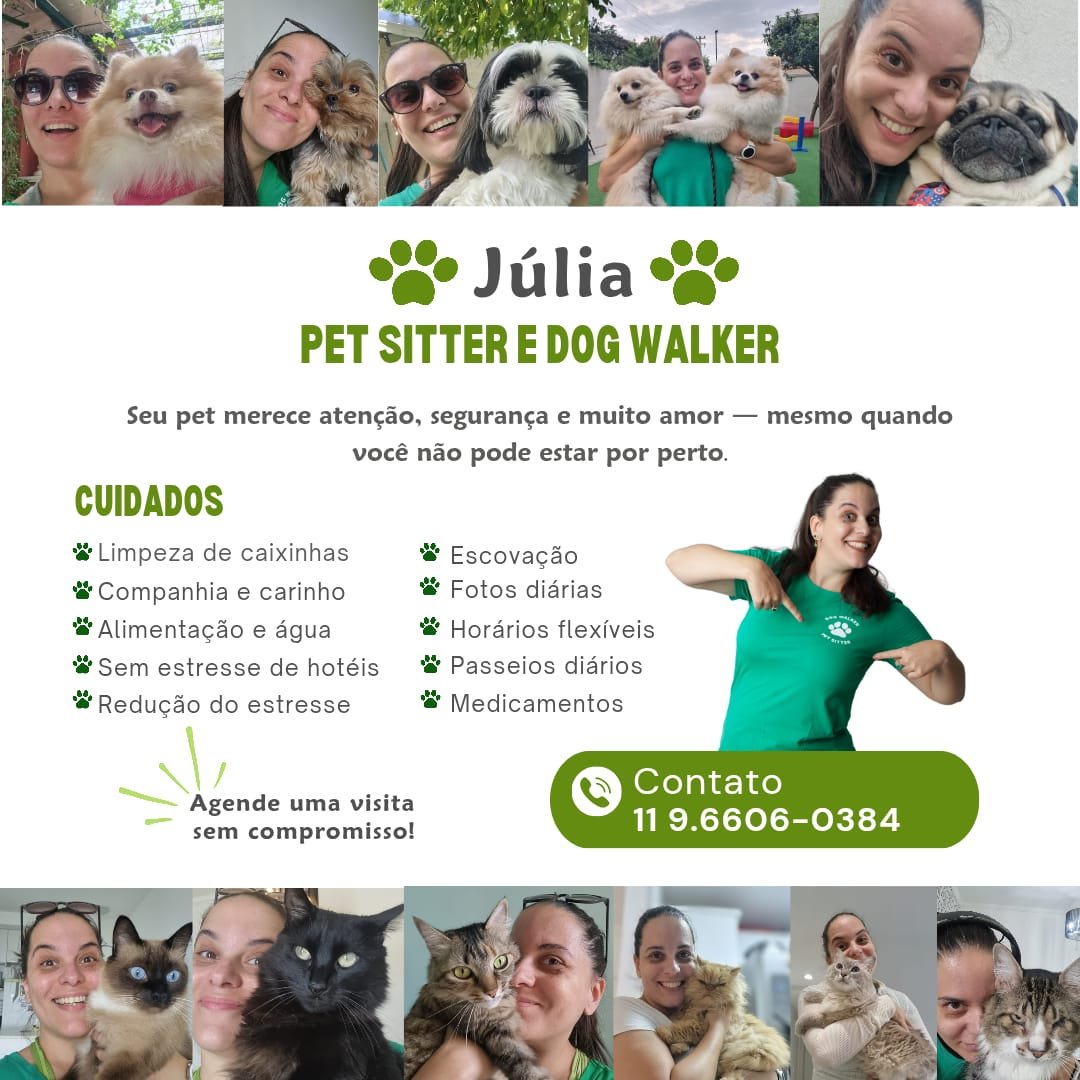 Sua pet sitter e dog walker chegou!