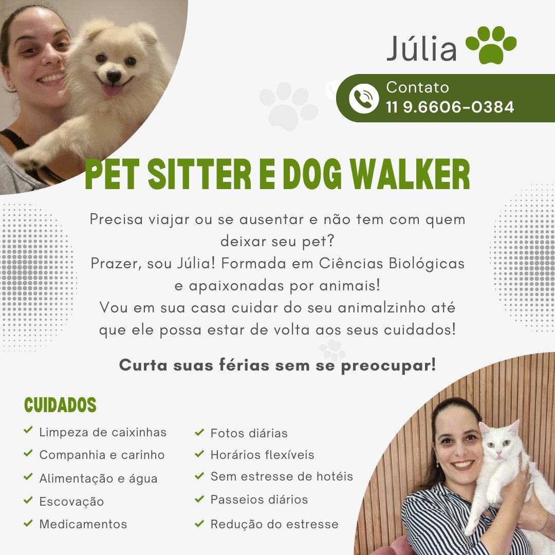 Sua pet sitter e dog walker chegou!